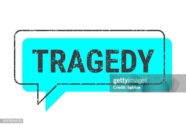 tragedy - blue grunge speech bubble on blank background - impossible shapes font stock illustrations