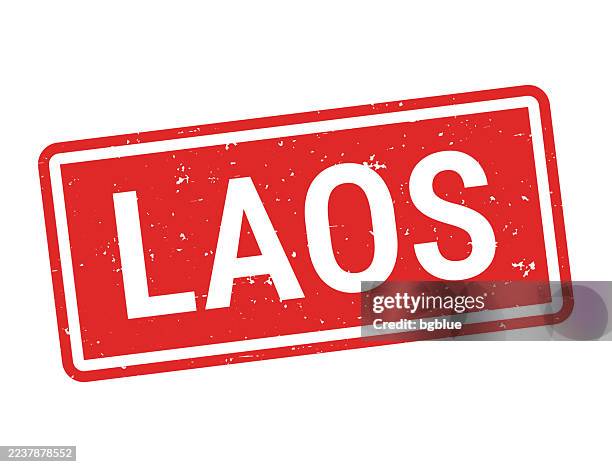 laos - red rubber stamp on white background - laos stock illustrations