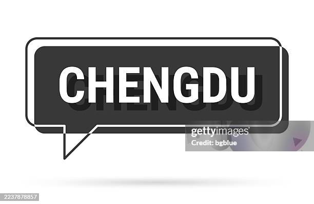 chengdu - 3d black speech bubble on white background - chengdu stock illustrations