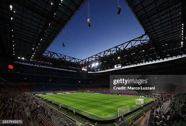 General view before the Serie A match between AC Milan and SSC Napoli at Giuseppe Meazza Stadium on September 28, 2025 in Milan, Italy.
