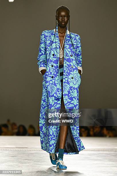 Model on the runway at the Dries Van Noten fashion show as part of Spring/Summer 2026 Paris Fashion Week held at Palais de Tokyo on September 30,...