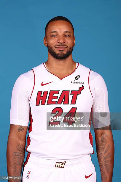 Norman Powell of the Miami Heat poses for a head shot during Media Day on September 29, 2025 at Kaseya Center in Miami, Florida. NOTE TO USER: User...