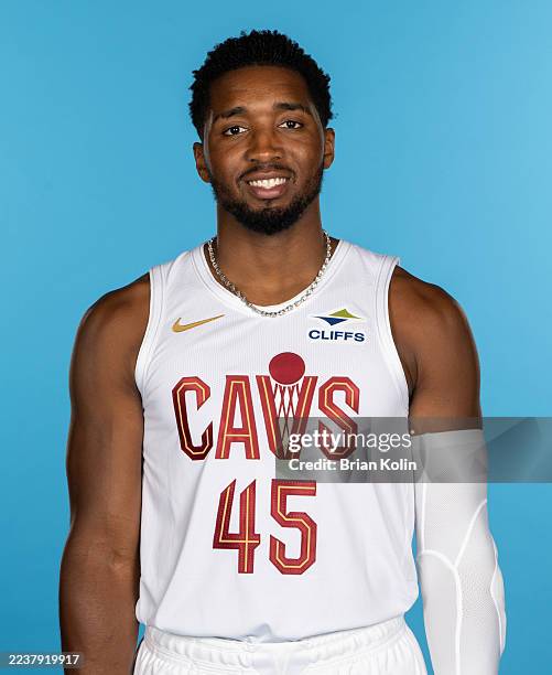 Donovan Mitchell of the Cleveland Cavaliers poses for a head shot during media day on September 29, 2025 at Rocket Mortgage FieldHouse in Cleveland,...