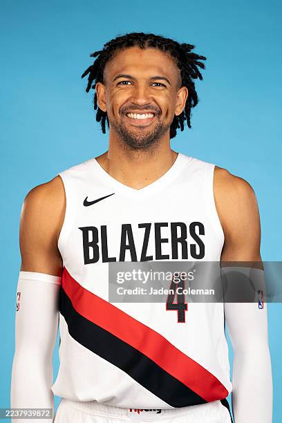 Matisse Thybulle of the Portland Trail Blazers poses for a head shot during NBA Media Day on September 29, 2025 at the Moda Center in Portland,...
