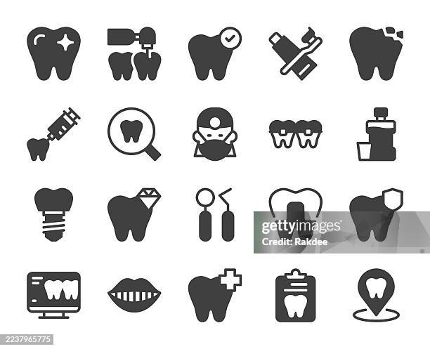 ilustrações de stock, clip art, desenhos animados e ícones de dentistry - icons - implante