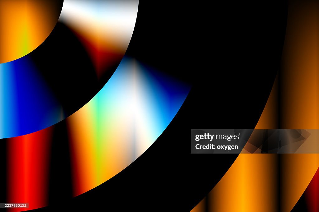 Bold Abstract Design with Color Gradients and Curves Background. Dynamic abstract artwork featuring black curves layered over vivid vertical gradients of red, blue, orange, and white tones.