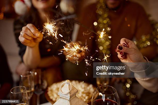 new year sparklers! - goede voornemens stockfoto's en -beelden