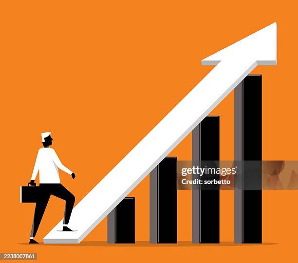 moving up - businessman - pay rise stock illustrations