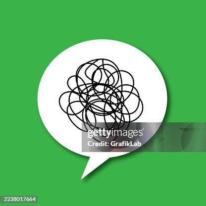 Abstract Scribble Drawing in Speech Bubble on Green Background Abstract Scribble Drawing in Speech Bubble on Green Background