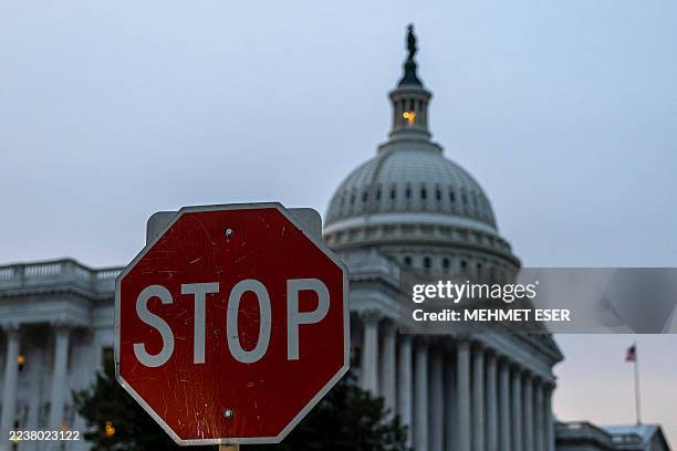 View of the U.S. Capitol on September 30 in Washington, DC. Lawmakers face a looming deadline to reach a bipartisan funding agreement before...