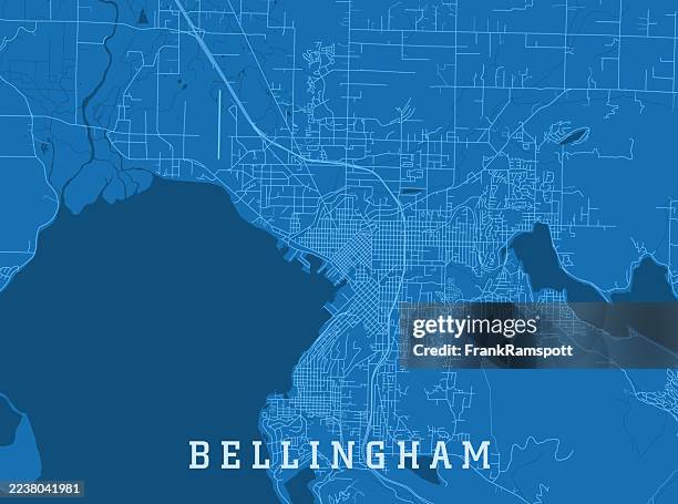 bellingham wa city vector road map blue horizontal - bellingham washington state stock illustrations