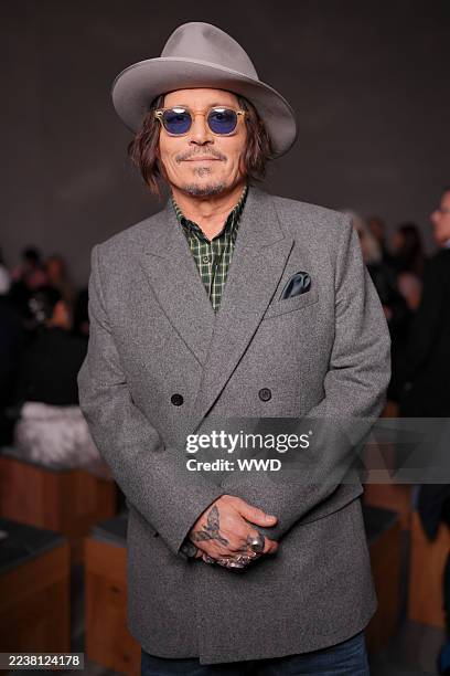 Johnny Depp at the Christian Dior fashion show as part of Spring/Summer 2026 Paris Fashion Week held at Les Tuileries on October 01, 2025 in Paris,...