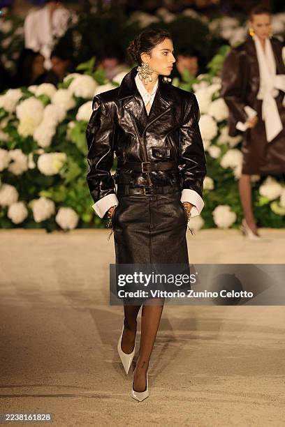 Loli Bahia walks the runway during the Saint Laurent Womenswear Spring/Summer 2026 show as part of Paris Fashion Week on September 29, 2025 in Paris,...