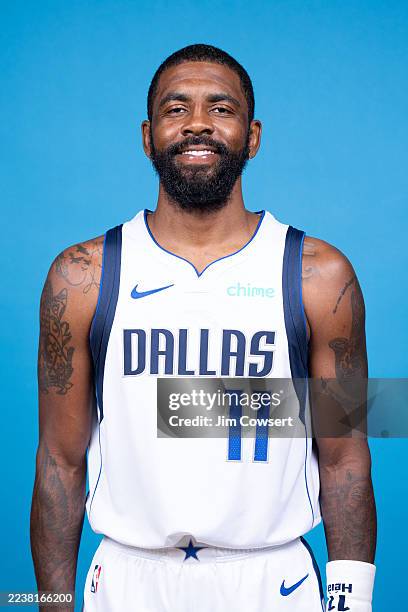 Kyrie Irving of the Dallas Mavericks poses for a head shot during media day on September 29, 2025 at the American Airlines Center in Dallas, Texas....