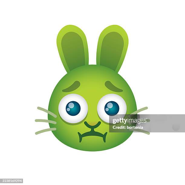 nauseous bunny rabbit emoji sticker - nausea stock illustrations