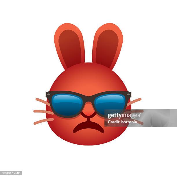 angry bunny rabbit emoji sticker - sunburn stock illustrations