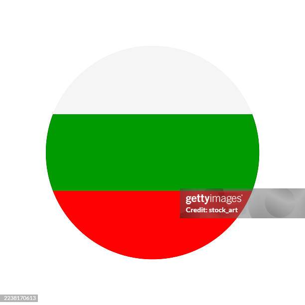 bulgaria flag. round icon. vector flat illustration - bulgarian flag stock illustrations