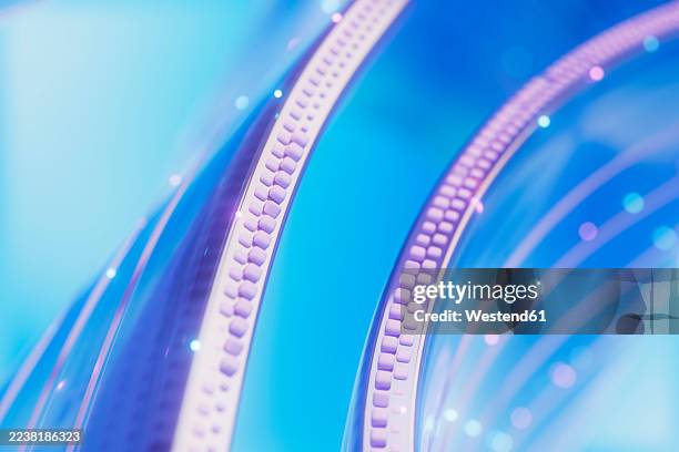 abstract 3d data flow and circuit technology background in blue - process automation abstract stock illustrations