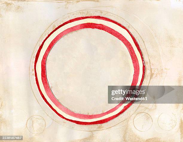 abstract red and white circular acrylic artwork with copy space - acrylic surface stock illustrations