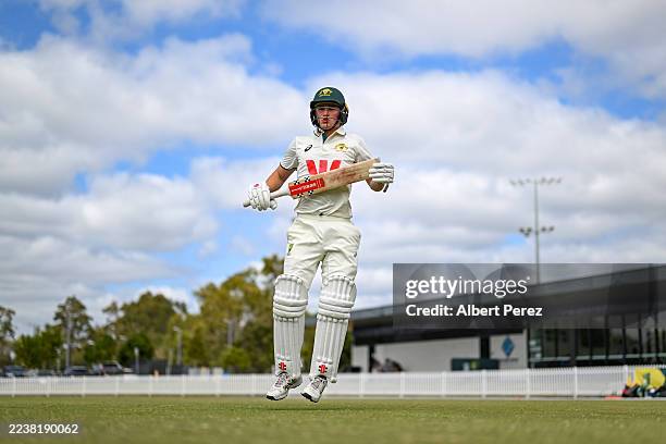 Alex Lee-Young of Australia takes to the field during day one of the Men's U19 International Series match between Australia and India at Ian Healy...