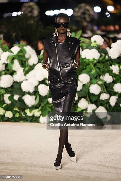 Model walks the runway during the Saint Laurent Womenswear Spring/Summer 2026 show as part of Paris Fashion Week on September 29, 2025 in Paris,...