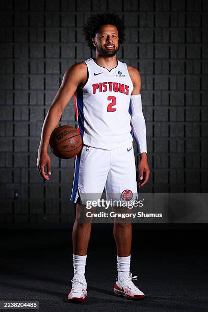 Cade Cunningham of the Detroit Pistons poses for a portrait during Media Day at Little Caesars Arena on September 29, 2025 in Detroit, Michigan. NOTE...