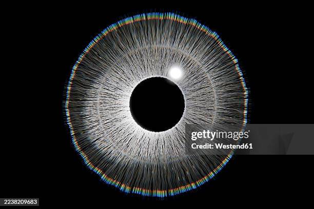 abstract 3d digital render of eye and particles on black background - eye black background stock illustrations