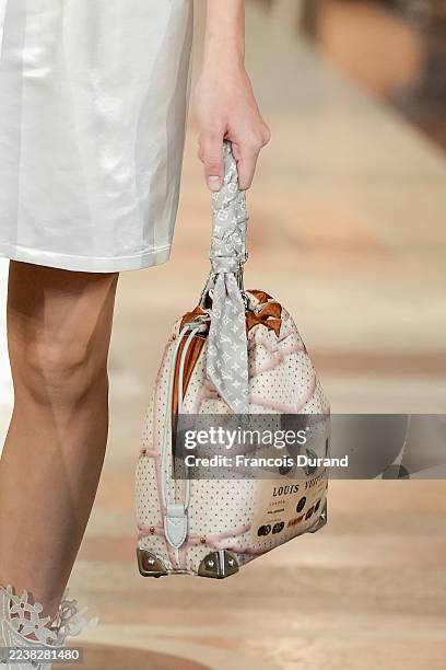 Model, bag detail, walks the runway during the Louis Vuitton Womenswear Spring/Summer 2026 show as part of Paris Fashion Week on September 30, 2025...