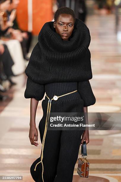 Model walks the runway during the Louis Vuitton Womenswear Spring/Summer 2026 show as part of Paris Fashion Week on September 30, 2025 in Paris,...