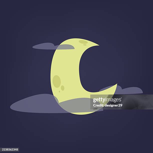 moon and cloud vector background - half moon stock illustrations