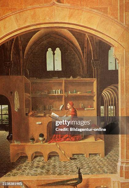 In Messina; - between 14 and 25 February 1479 in Messina), Italian painter, Hieronymus in his study, historical, digitally restored reproduction from...