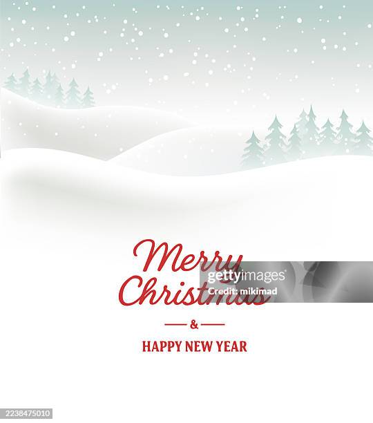 stockillustraties, clipart, cartoons en iconen met elegant christmas and new year greeting card with snowy landscape - festieve stemming