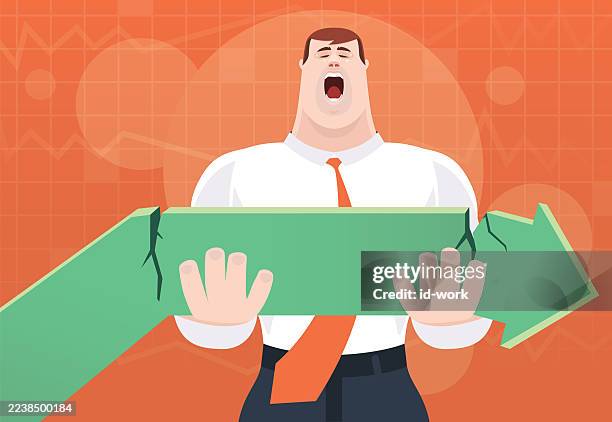 sad businessman holding broken arrow and screaming - man crying stock illustrations
