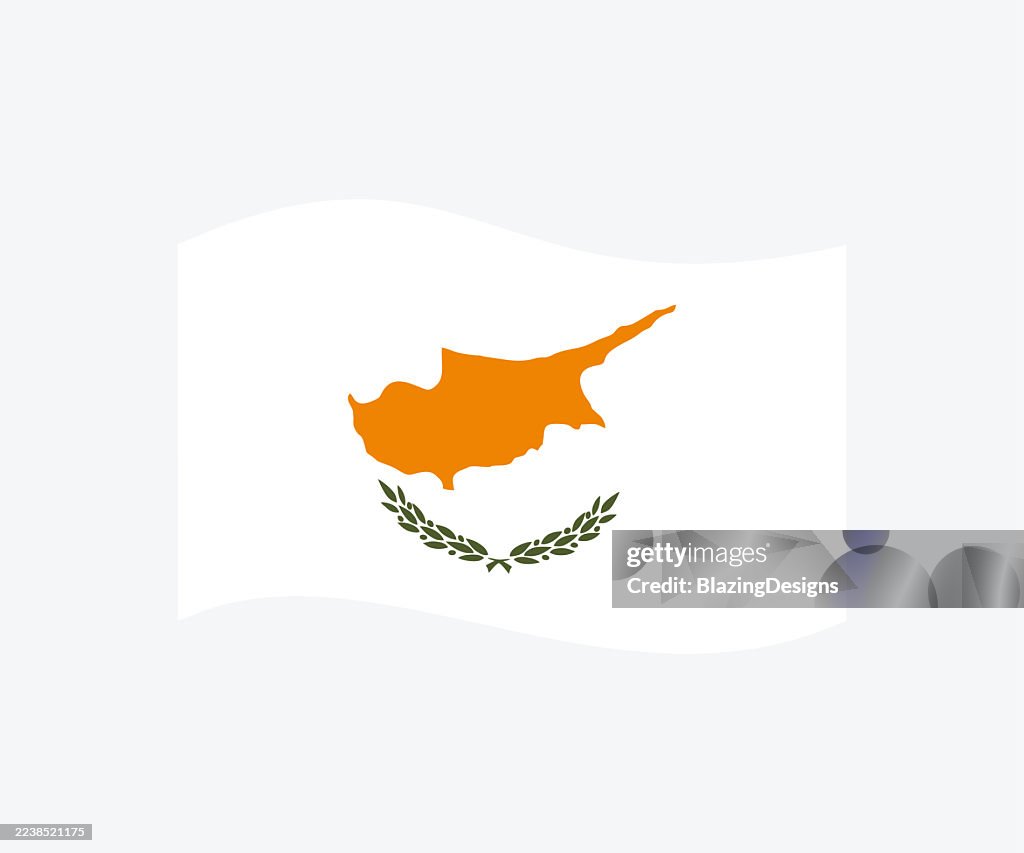 Icono de bandera ondeando en Chipre. Diseño e ilustración vectorial del icono de la bandera de Chipre.