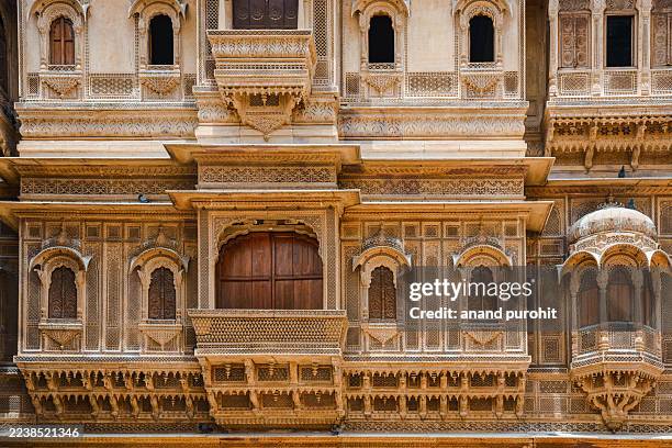 patwon ki haveli, jaisalmer, rajasthan - typical haveli stock pictures, royalty-free photos & images