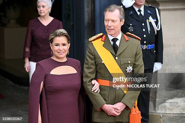 Luxembourg's Grand Duke Henri arrives with Grand Duchess Maria Teresa for his abdication ceremony at the Grand Ducal Palace in Luxembourg city on...