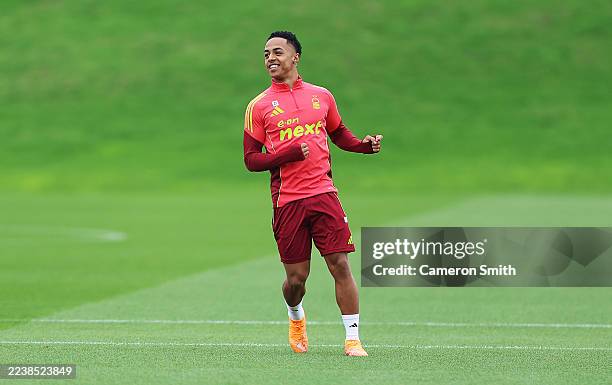 NOTTINGHAM, ENGLAND Omari Hutchinson of Nottingham Forest during training at The Nigel Doughty Academy on October 01, 2025 in Nottingham, England.