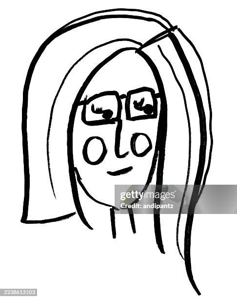 abstract line drawing face portrait - flushing stock illustrations