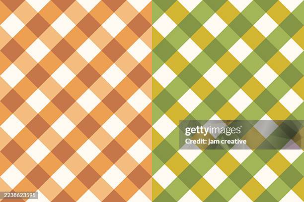 retro fall and winter gingham flannel background set - summer camp background stock illustrations