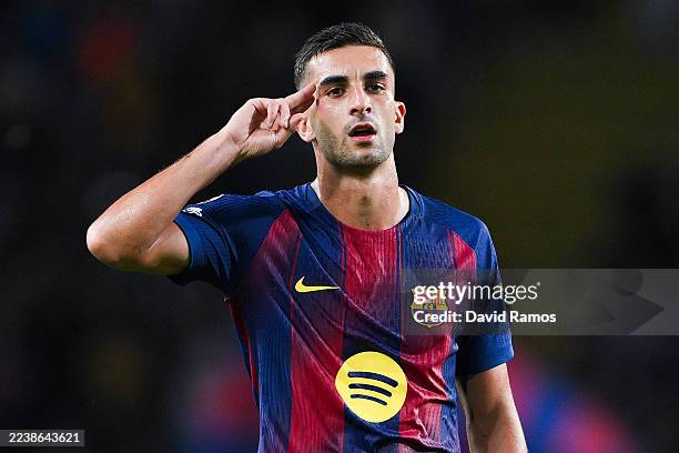 Ferran Torres of FC Barcelona celebrates their team's first goal during the UEFA Champions League 2025/26 League Phase MD2 match between FC Barcelona...