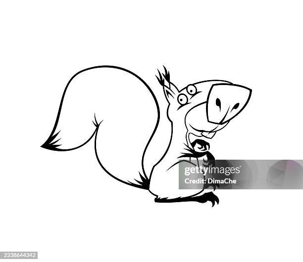 eichhörnchen oder streifenhörnchen silhouette - cartoon umriss eichhörnchen charakter maskottchen - streifenhörnchen stock-grafiken, -clipart, -cartoons und -symbole