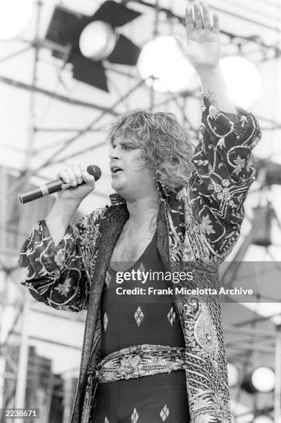 Ozzy Osbourne performs for a sold out crowd at the Live Aid concert at JFK Stadium in Philadelphia, Pennsylvania, July 13, 1985. Photo by Frank...