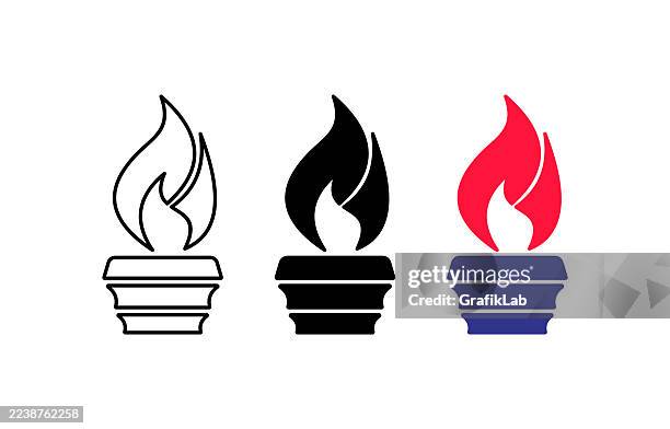torch icon illustration in three design, color variations - creative director stock illustrations