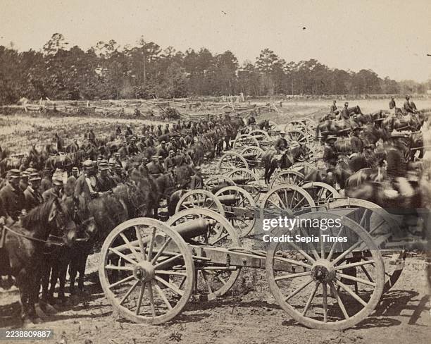 Maj. Robertson's Battery of horse artillery, near Richmond, June Photograph shows soldiers, horses, and mounted cannons from Captain James M....