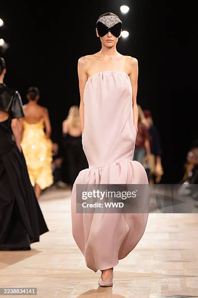 Model on the runway at the Balenciaga fashion show as part of Spring/Summer 2026 Paris Fashion Week on October 04, 2025 in Paris, France.