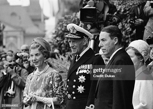 King Frederik and Queen Ingrid of Denmark on state visit to Switzerland, 1965.