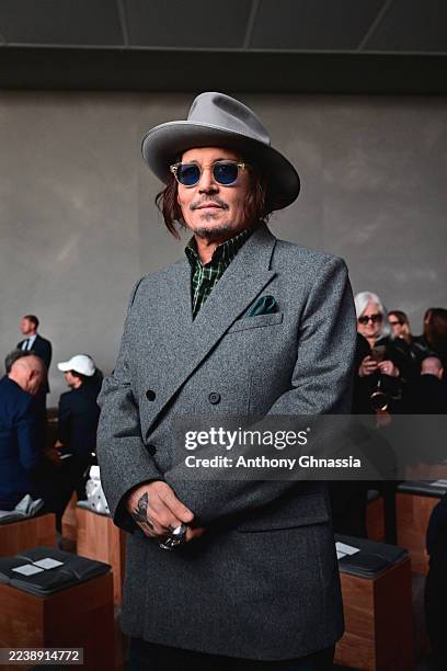 Johnny Depp attends the Christian Dior Womenswear Spring/Summer 2026 show as part of Paris Fashion Week on October 01, 2025 in Paris, France.