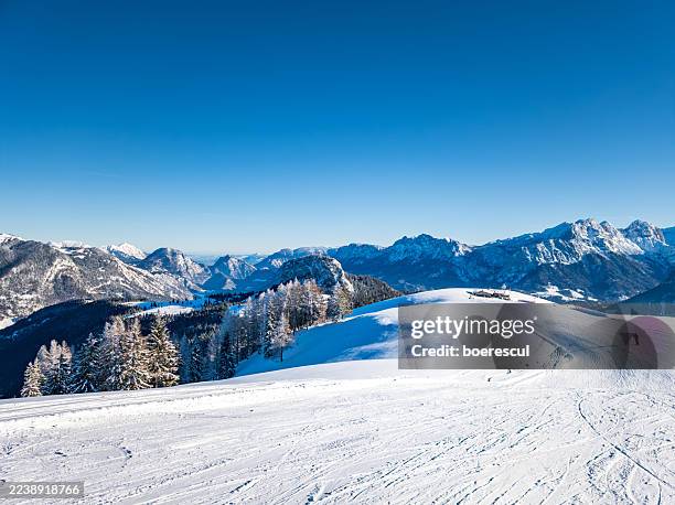 Mountain landscape in Austria, Lofer ski resort in winter,