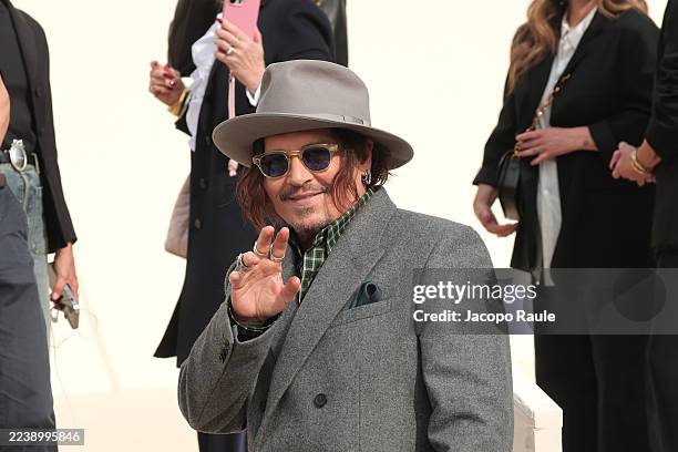 Johnny Depp attends the Christian Dior Womenswear Spring/Summer 2026 show as part of Paris Fashion Week on October 01, 2025 in Paris, France.