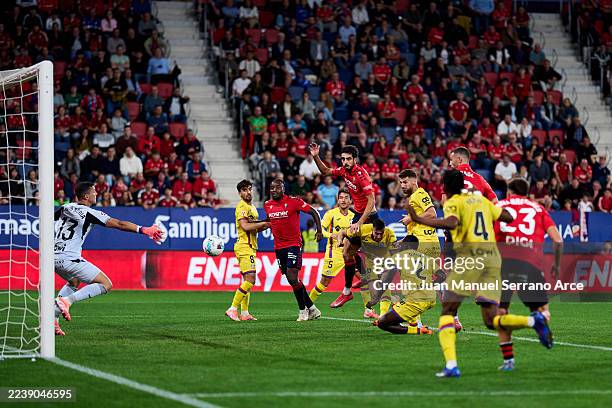Alejandro Catena of CA Osasuna scoring his team's second goal during the LaLiga EA Sports match between CA Osasuna and Getafe CF at Estadio El Sadar...